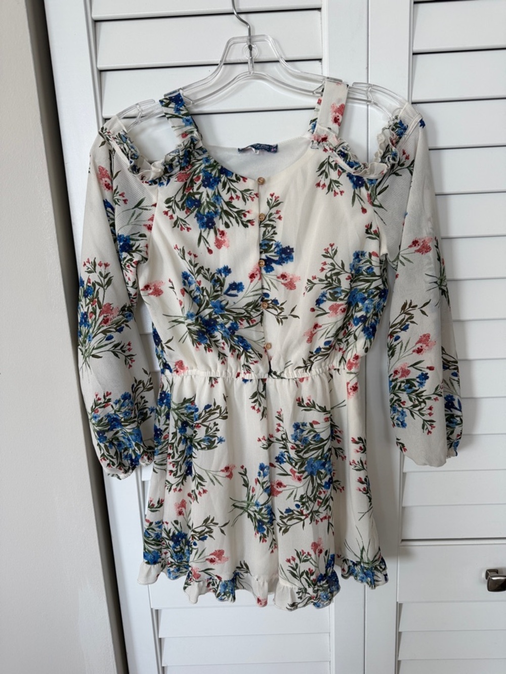 Sara Sara Cream Floral Off Shoulder One Piece